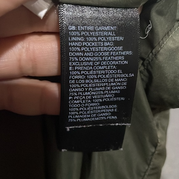 North Face Girls Dark Olive Green Puffer thin Goose Down Coat - Picture 12 of 14